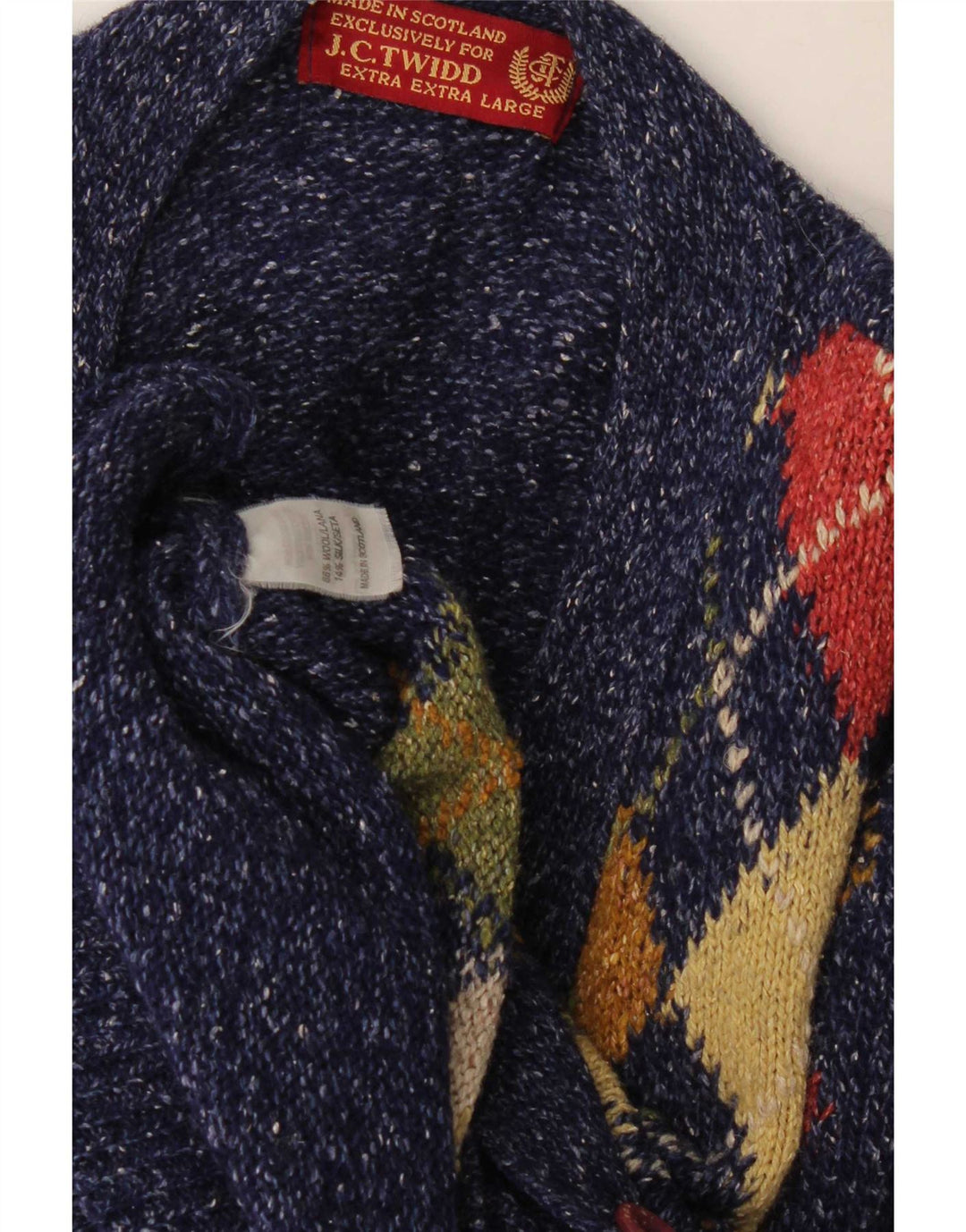 Ανδρικό πουλόβερ J. C. Twidd Cardigan 2XL Blue Argyle/Diamond Wool Classic
