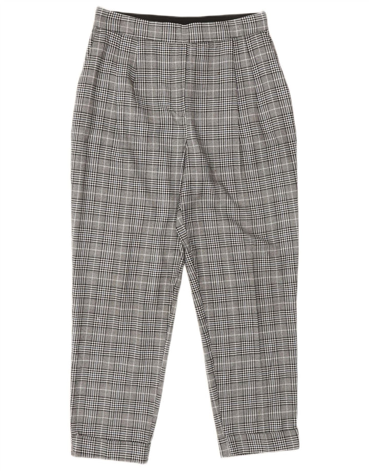 Zara Γυναικείο κωνικό παντελόνι Chino Small W27 L25 Grey Check Polyester