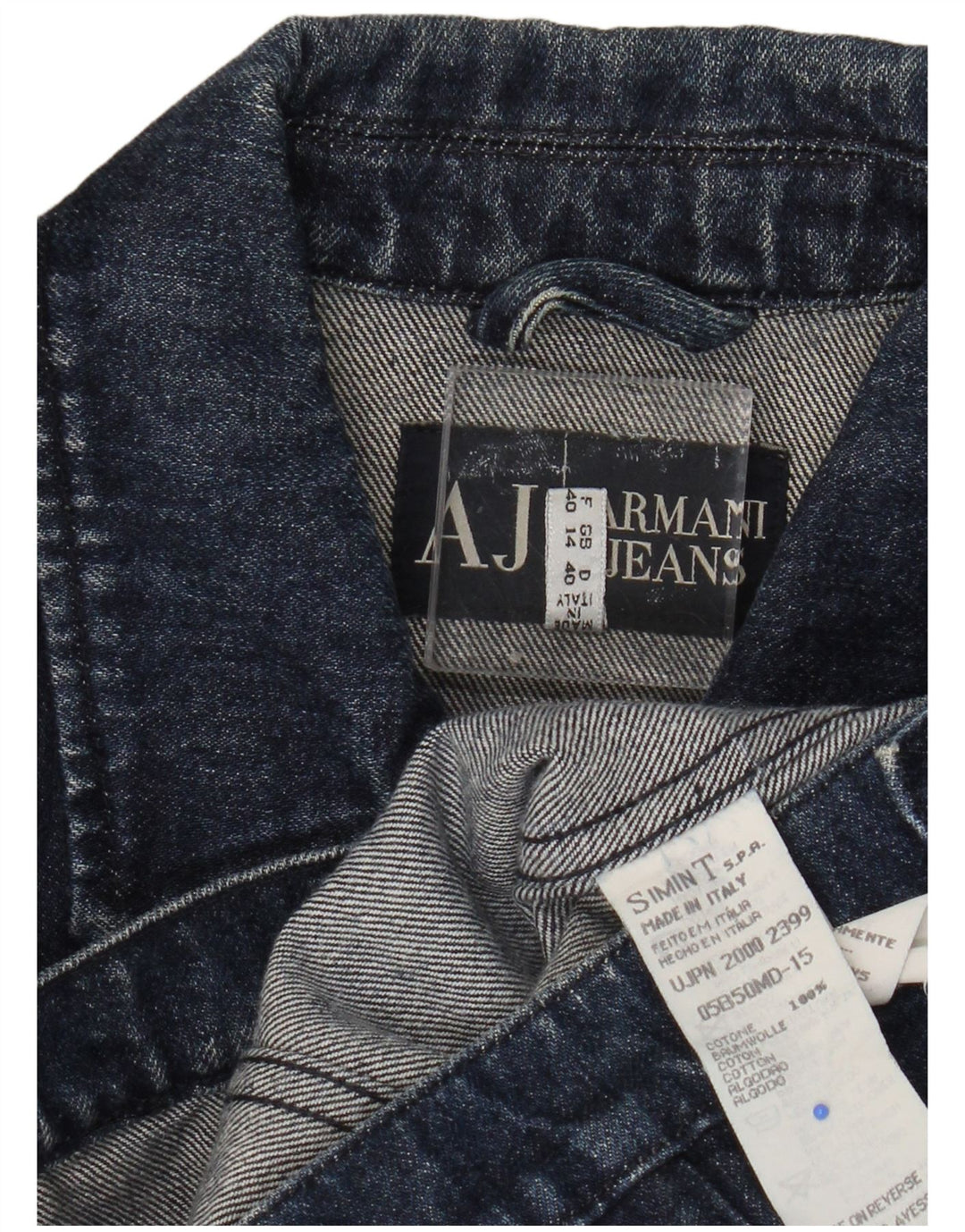 ARMANI JEANS Γυναικείο Crop Τζιν Μπουφάν UK 14 Medium Navy Blue βαμβακερό