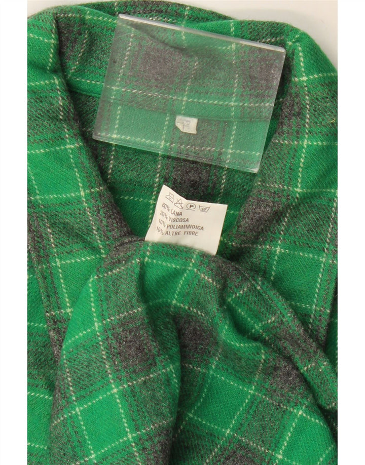 Vintage Ανδρικό Φανελένιο Πουκάμισο IT 52 Large Green Check Wool