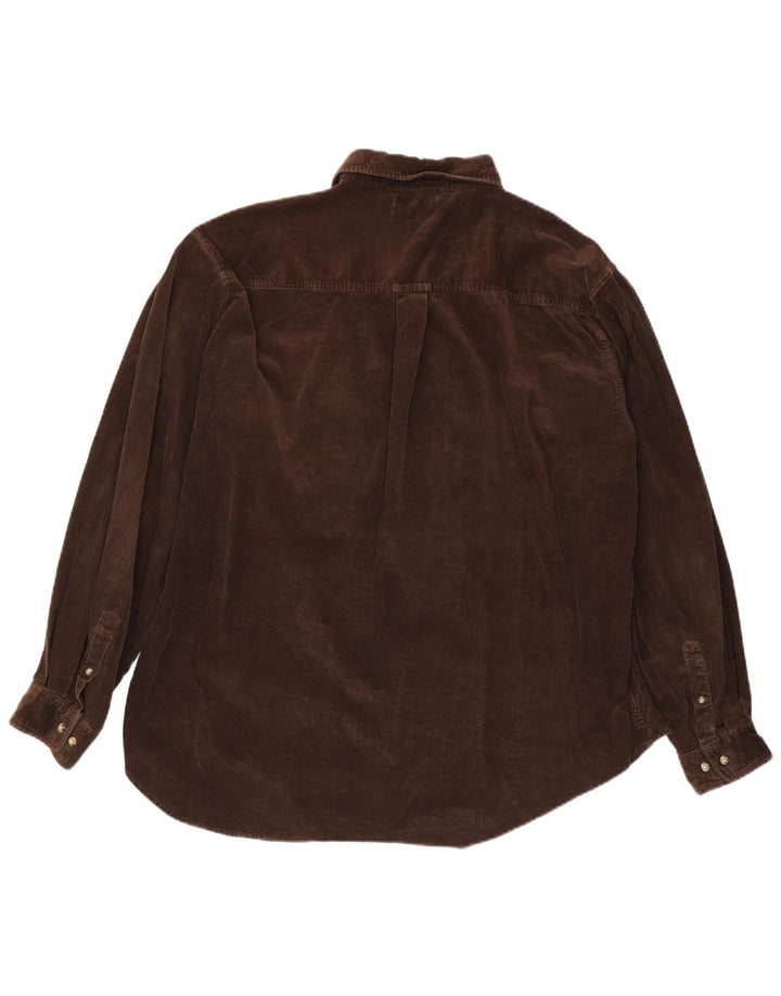 CONTE OF FLORENCE Ανδρικό κοτλέ πουκάμισο 2XL Καφέ Βαμβακερό