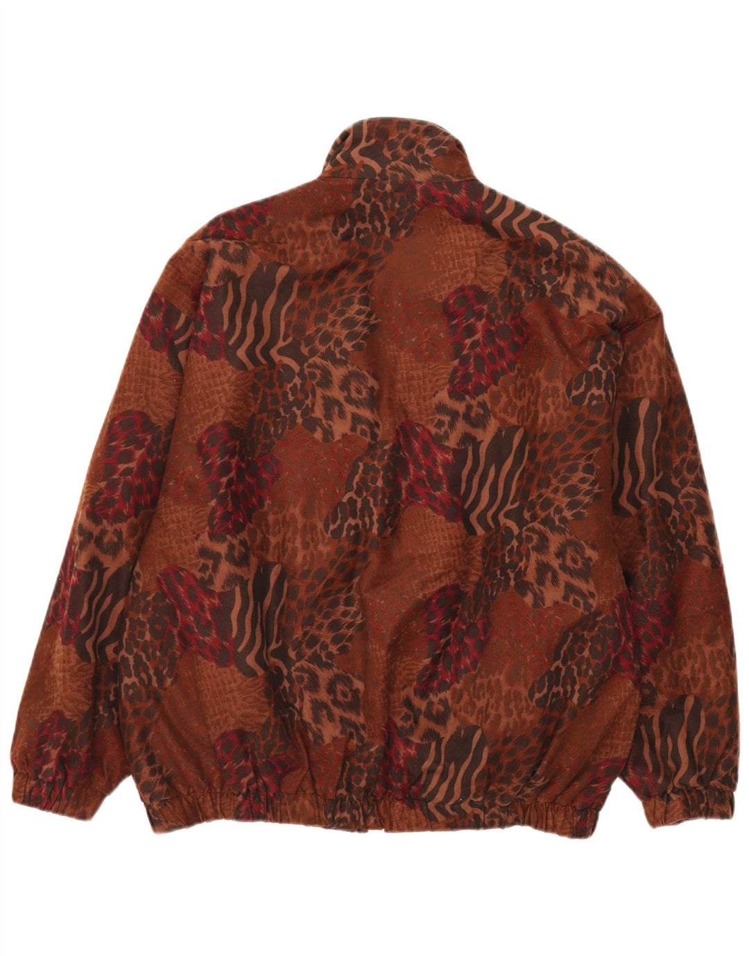 Vintage γυναικείο υπερμεγέθη Bomber Jacket UK 14 Large Brown Animal Print