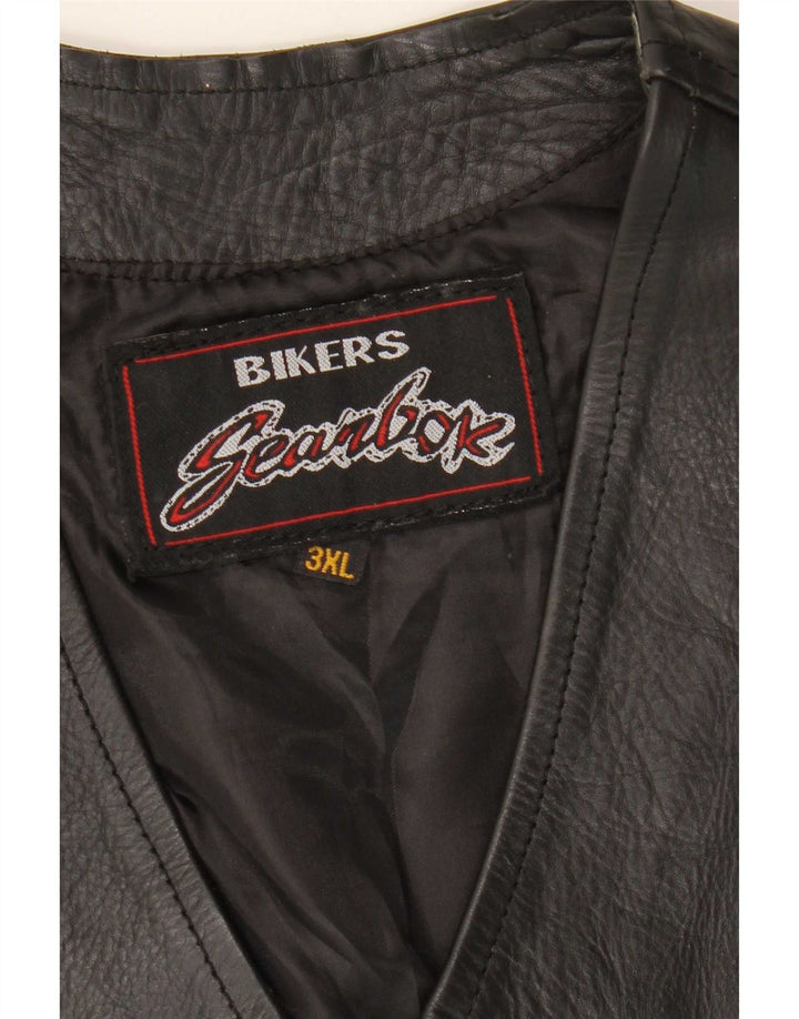 Vintage Ανδρικό Biker Δερμάτινο Γιλέκο 3XL Μαύρο