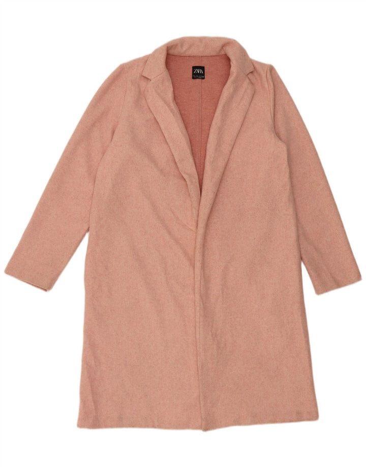 Zara Γυναικείο Ανοιχτό Παλτό UK 16 Large Pink Polyester
