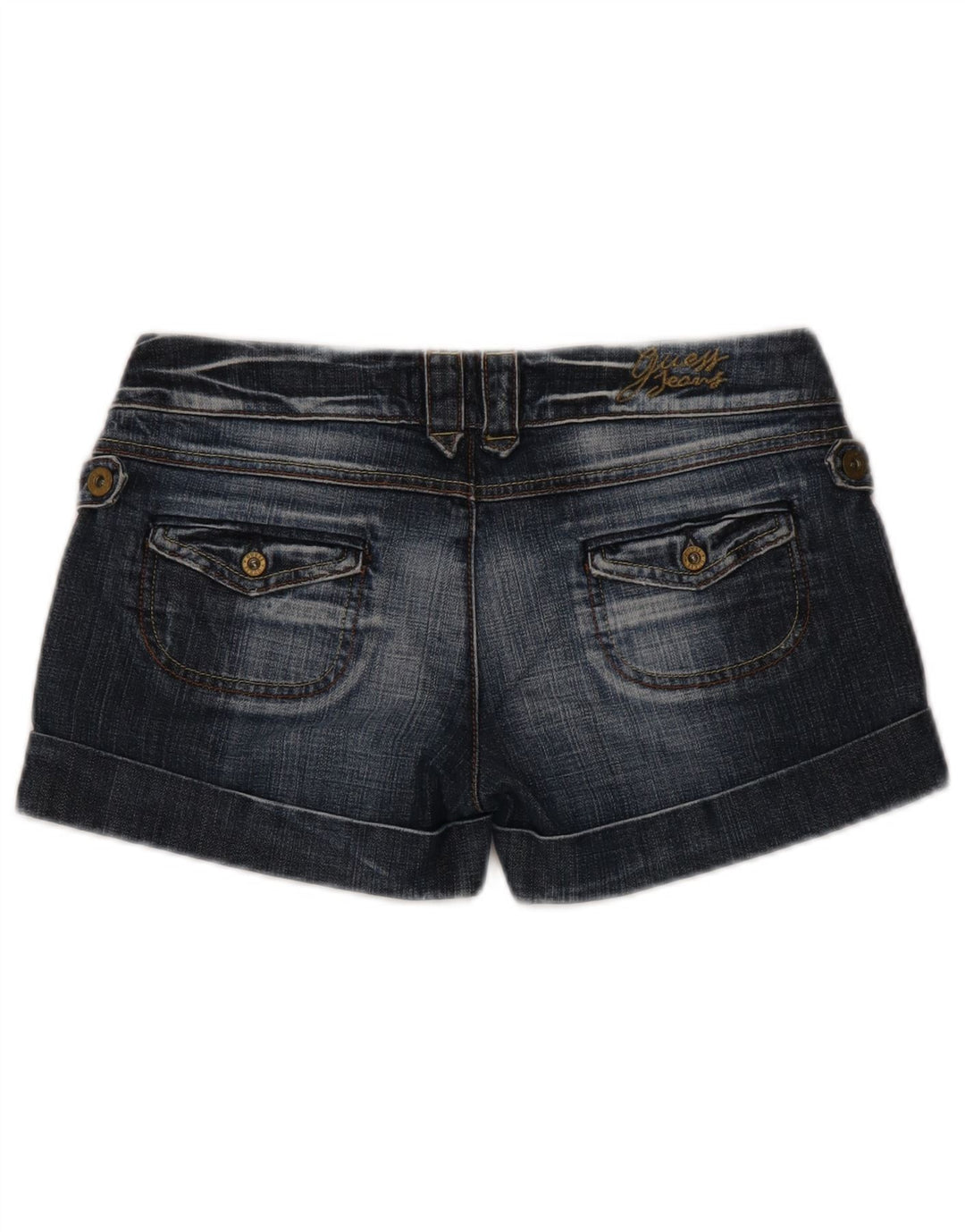 GUESS Γυναικείο τζιν σορτς με χαμηλόμεσο W27 μικρό μπλε βαμβακερό