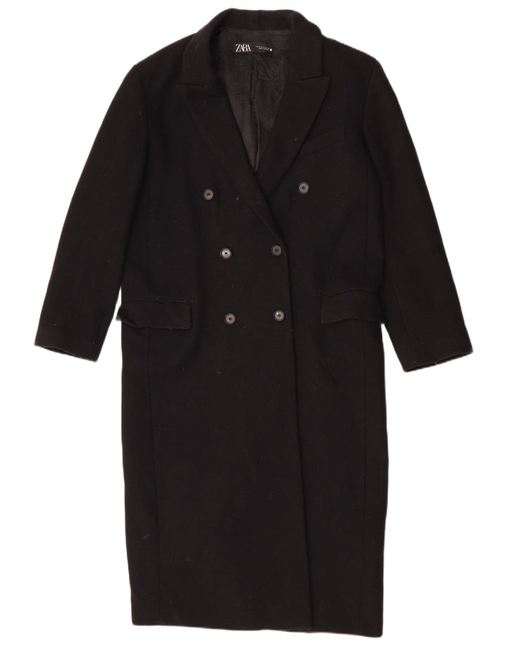 Zara Γυναικείο Παλτό με διπλό στήθος UK 14 Medium Black Wool