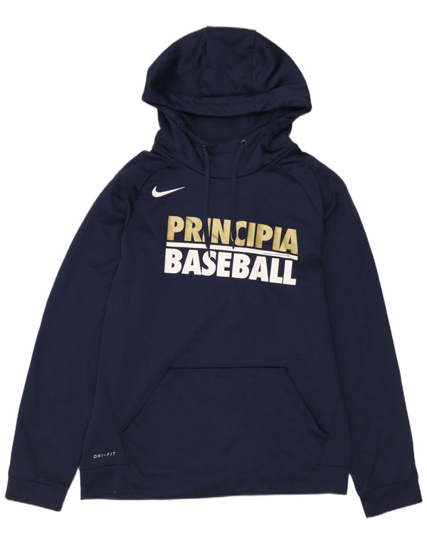 NIKE Ανδρικό Dri Fit Graphic Hoodie Jumper Medium Navy Blue Polyester