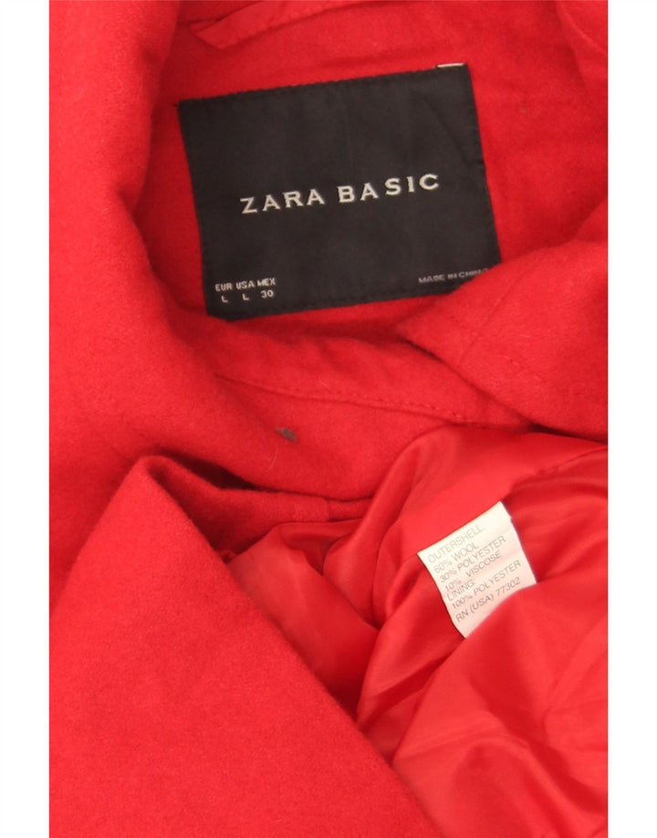 Zara Γυναικείο κοντό παλτό μπιζελιού UK 16 μεγάλο κόκκινο μαλλί