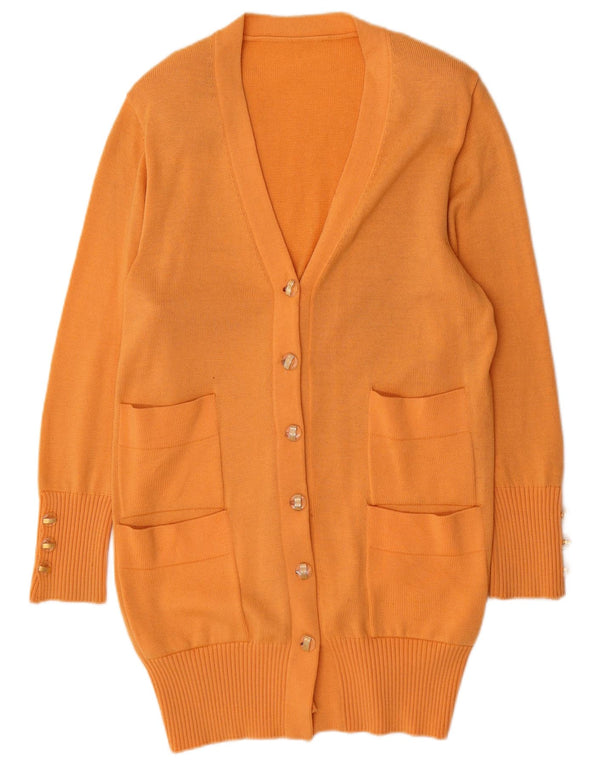 Vintage Γυναικείο Longline Ζακέτα UK 14 Large Yellow Wool