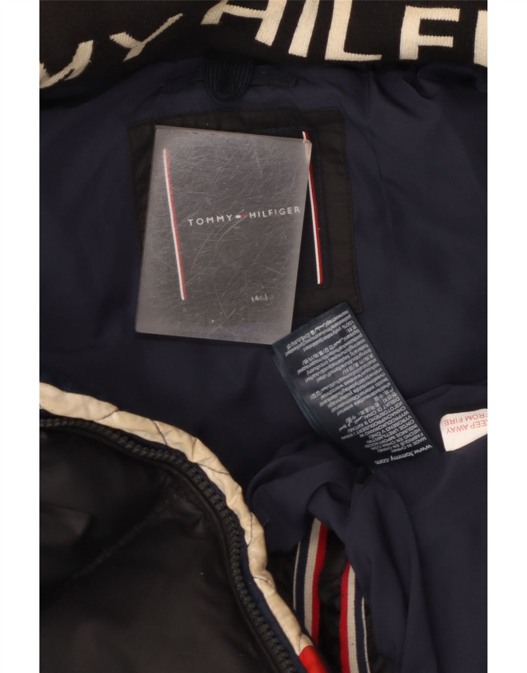 Μπουφάν Tommy Hilfiger Boys με κουκούλα με επένδυση 13-14 ετών μαύρο πολυεστέρα