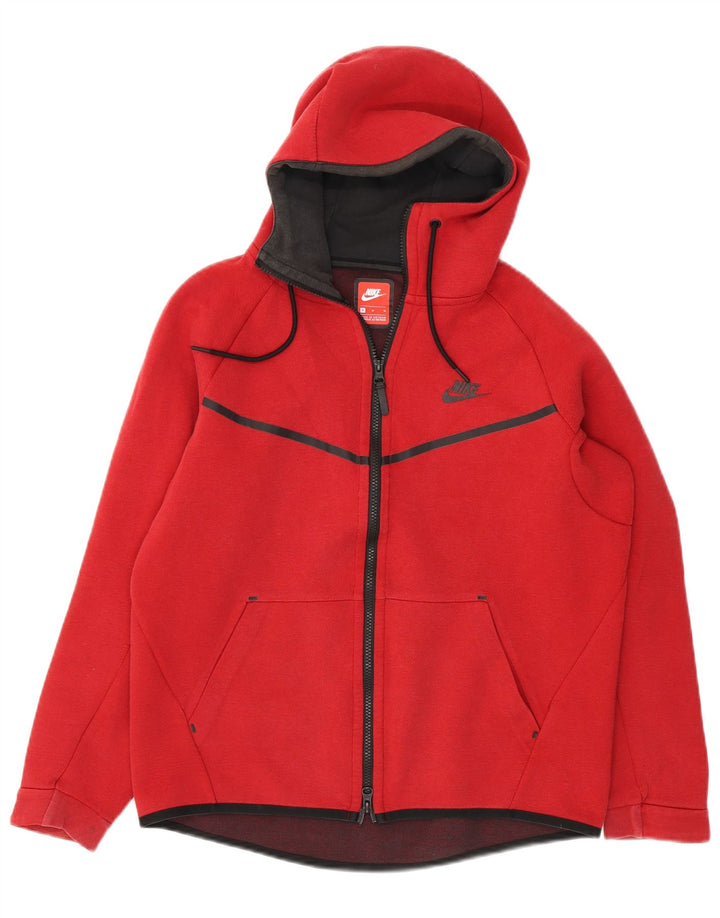 NIKE Womens Oversized Zip Hoodie Sweater UK 14 Medium Red Cotton