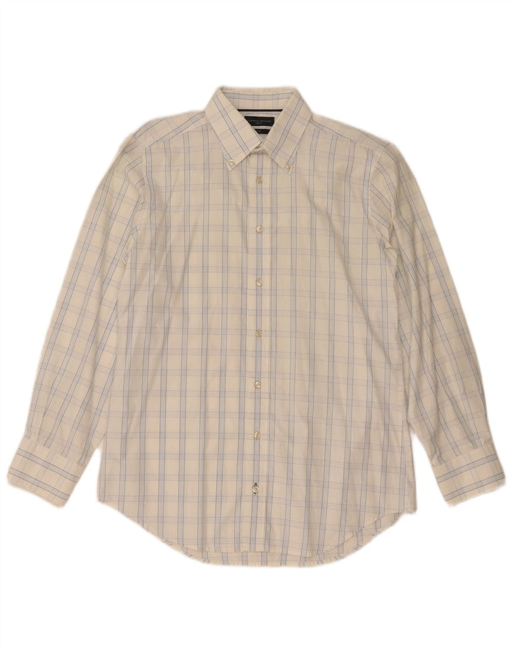 TOMMY HILFIGER Ανδρικό πουκάμισο με εφαρμογή Μέγεθος 38 15 Μεσαίο λευκό έλεγχο