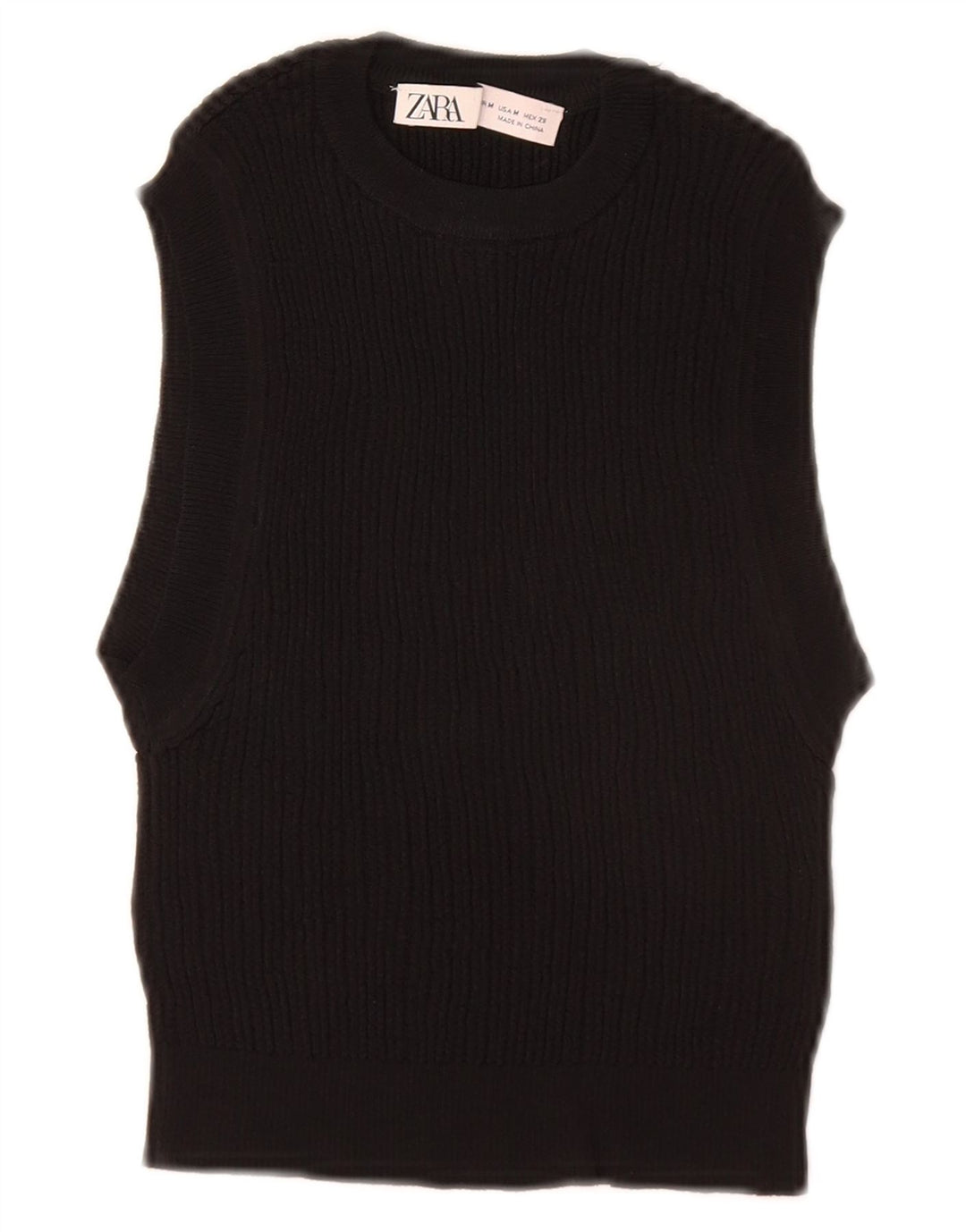 ZARA Γυναικείο Crop Vest Tank Top UK 12 Medium Black