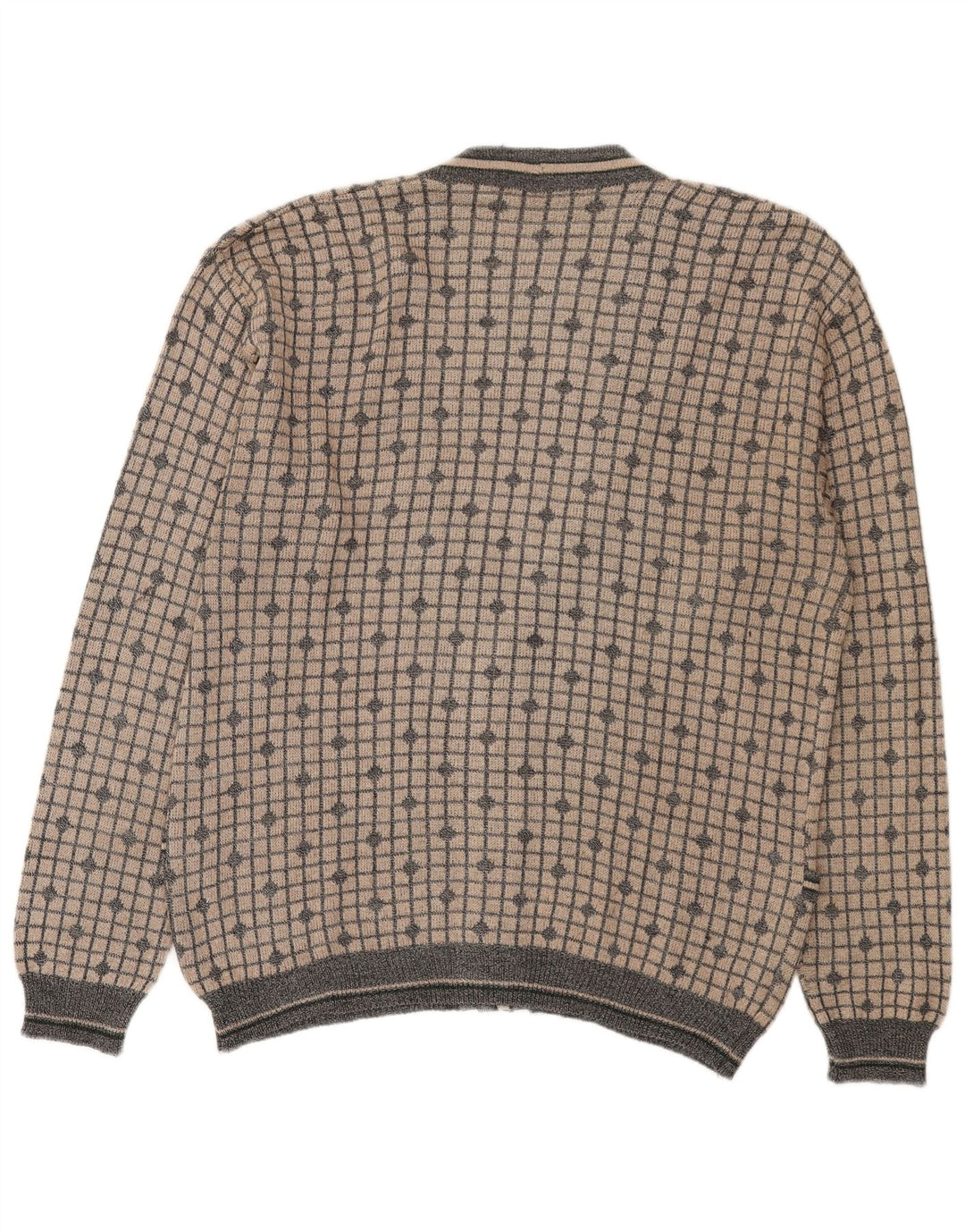 Ανδρικό πουλόβερ Spazio Cardigan IT 52 Large Beige Check Cotton