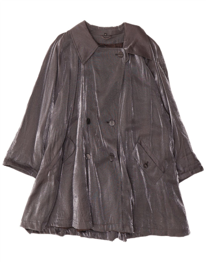 Vintage Γυναικείο Oversized Παλτό με διπλό στήθος IT 42 Medium Grey Viscose