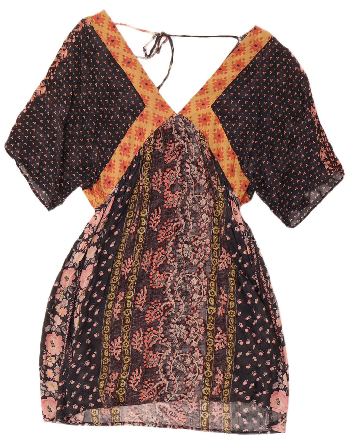 Zara Γυναικείο φόρεμα Kaftan UK 12 Medium Black Floral