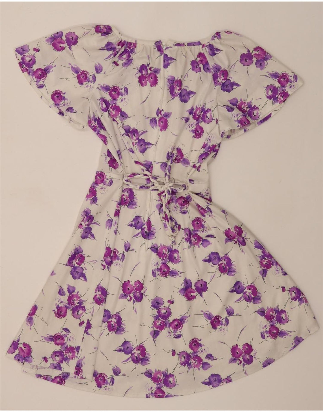 VINTAGE Womens A-Line Dress IT 44 Medium White Floral Vintage Vintage and Second-Hand Vintage from Messina Hembry 