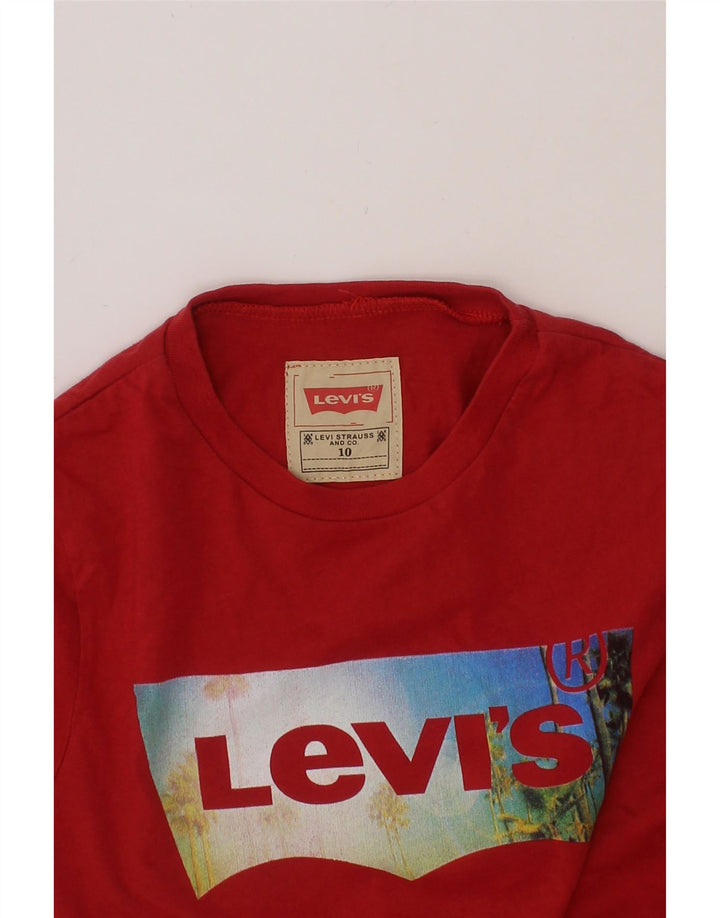 LEVI'S Boys Graphic T-Shirt Top 9-10 Years Red Cotton Vintage Levi's and Second-Hand Levi's from Messina Hembry 