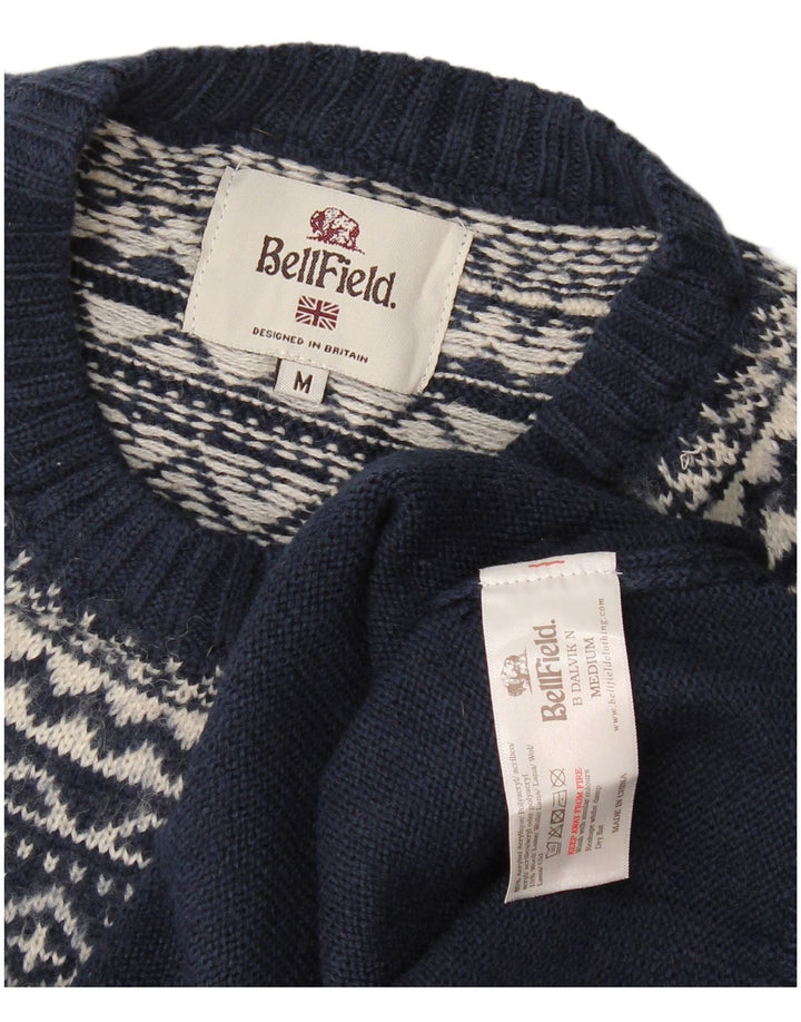 Ανδρικό πουλόβερ με λαιμόκοψη Bellfield Medium Navy Blue Fair Isle Acrylic