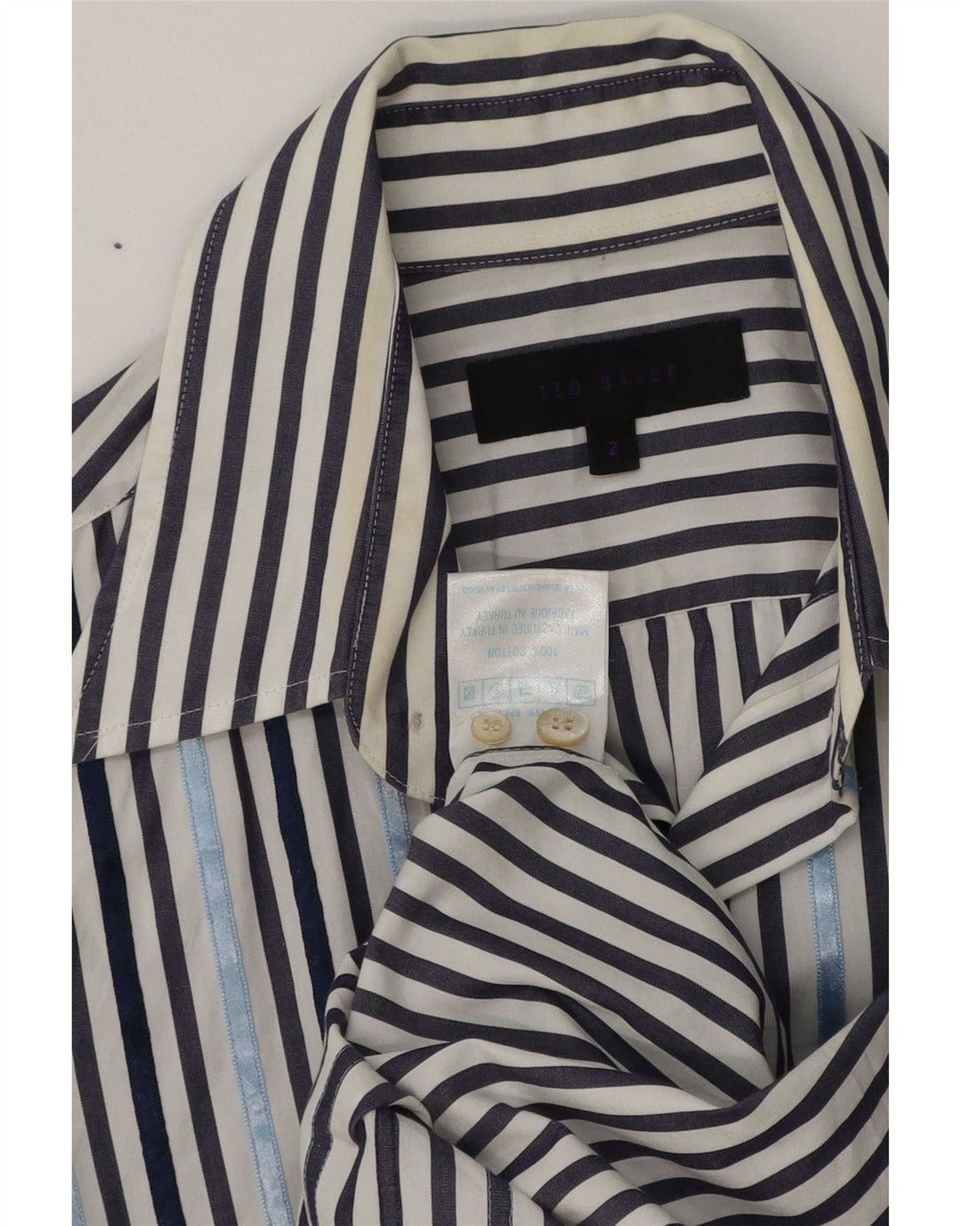 Ted Baker Ανδρικό Πουκάμισο Μέγεθος 2 Small Blue ριγέ βαμβακερό