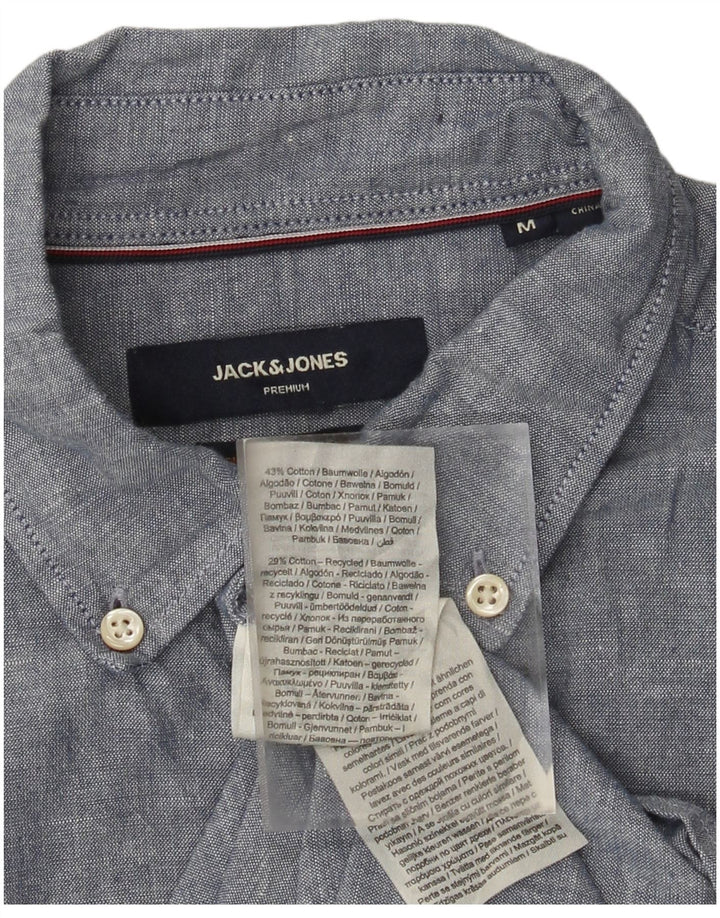 Jack & Jones Ανδρικό κοντομάνικο πουκάμισο από μεσαίο μπλε βαμβακερό