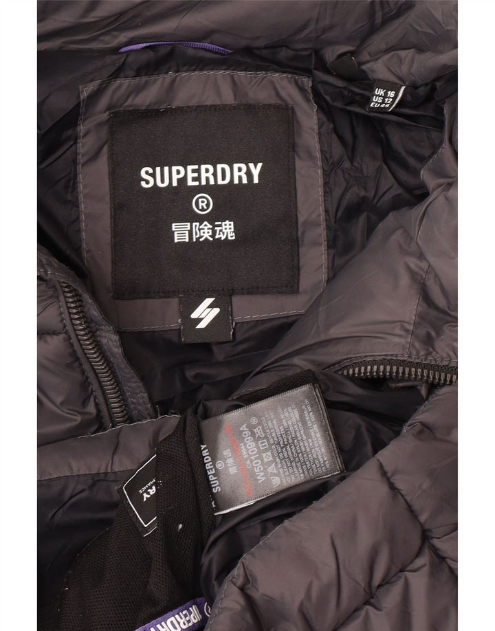 Superdry γυναικείο μπουφάν με επένδυση UK 16 Large Grey Nylon