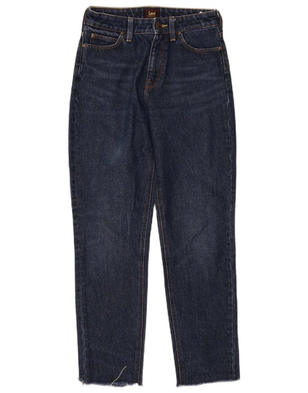 Lee Womens Mom Straight Jeans W25 L27 Navy Blue Cotton