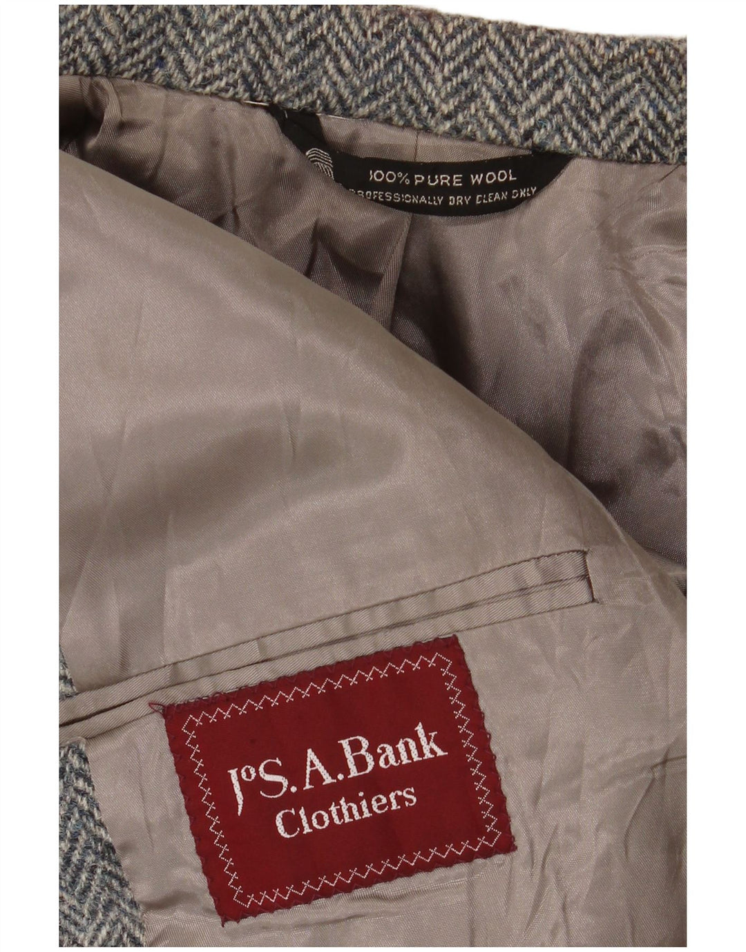 J.S.A. Ανδρικό μπουφάν BANK 2 κουμπιά σακάκι UK 38 μεσαίο γκρι μαλλί ψαροκόκαλο