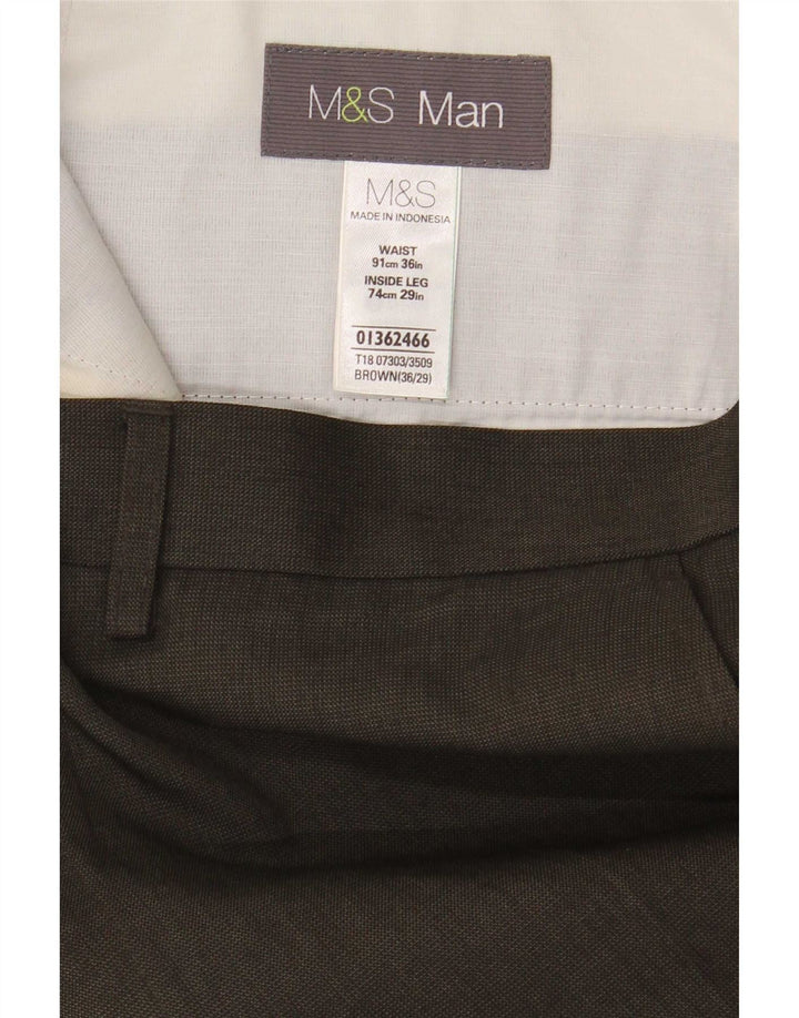 Marks & Spencer Ανδρικό ίσιο παντελόνι W36 L29 Καφέ Πολυεστέρας
