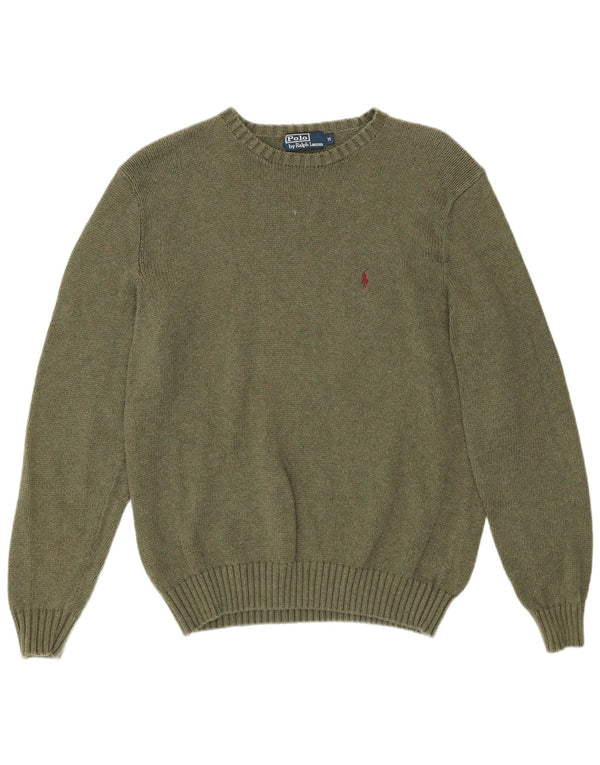 Πουλόβερ Polo Ralph Lauren Ανδρικό πουλόβερ με λαιμόκοψη από μεσαίο χακί βαμβακερό