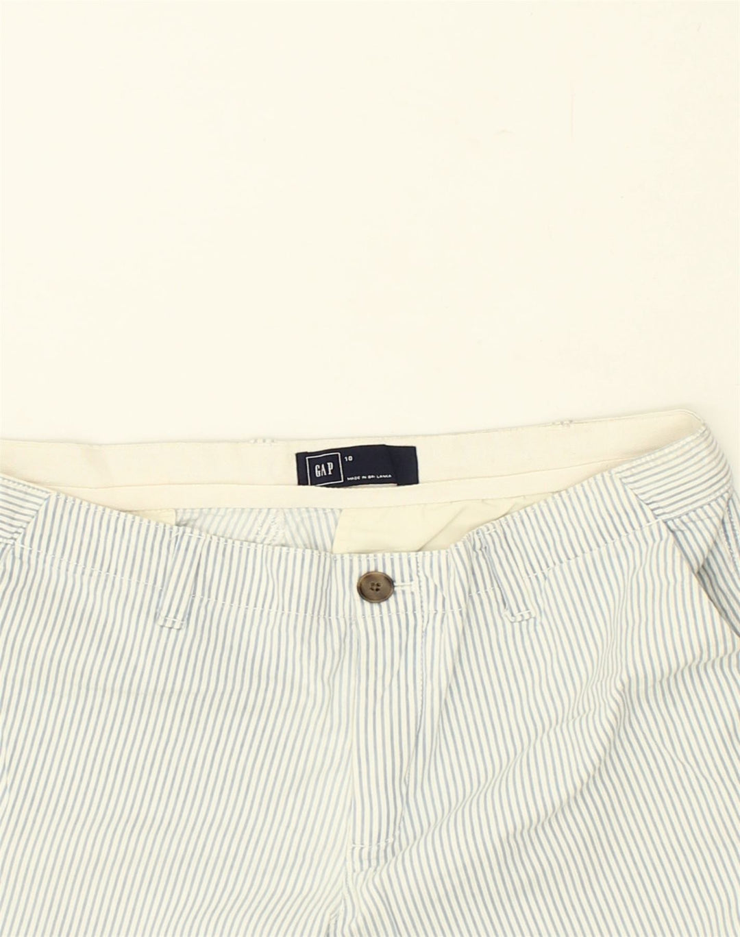 GAP Womens Tapered Chino Trousers US 10 Large W32 L28 Blue Striped Cotton | Vintage Gap | Thrift | Second-Hand Gap | Used Clothing | Messina Hembry 