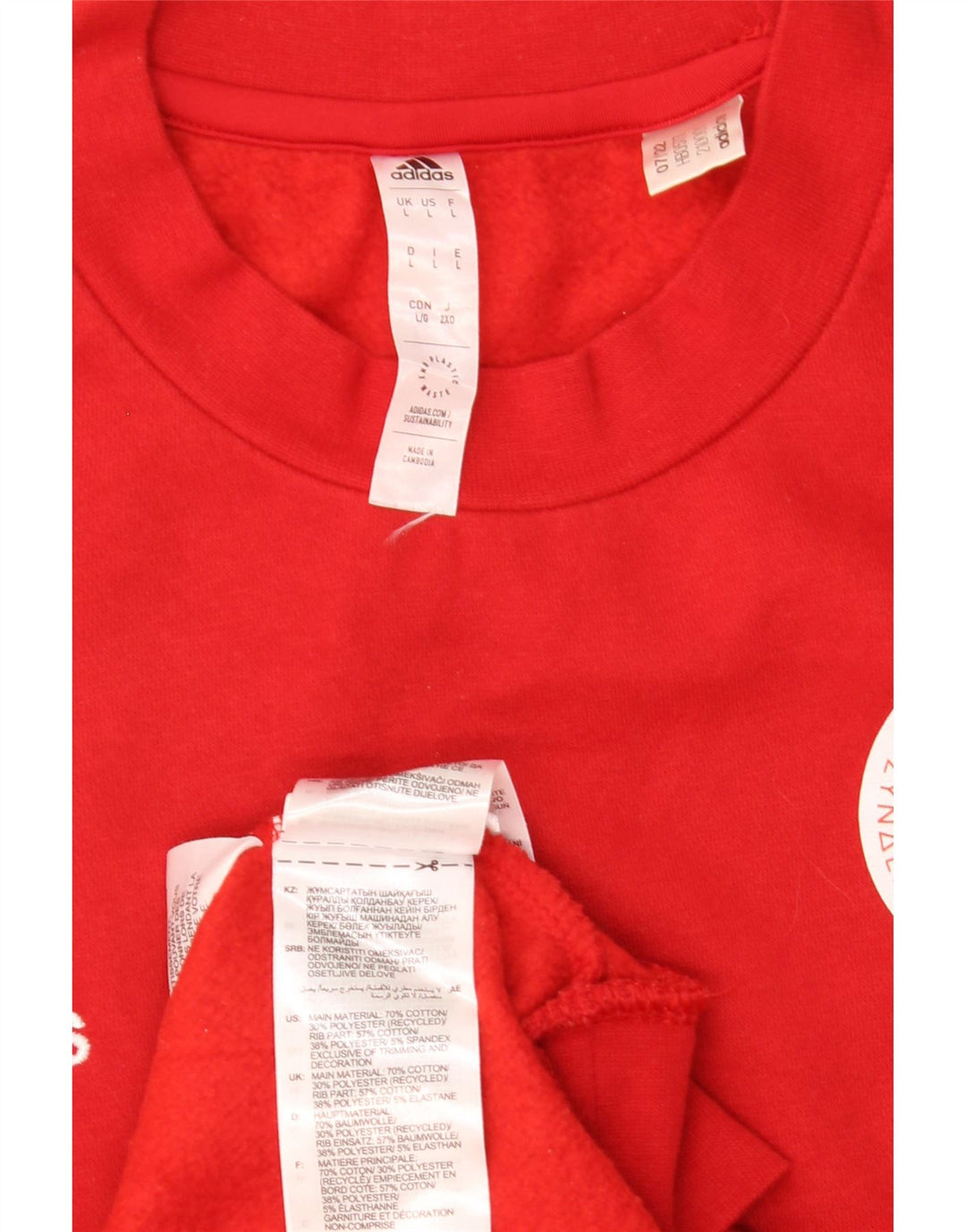 Ανδρικό γραφικό φούτερ Adidas Jumper μεγάλο κόκκινο βαμβακερό