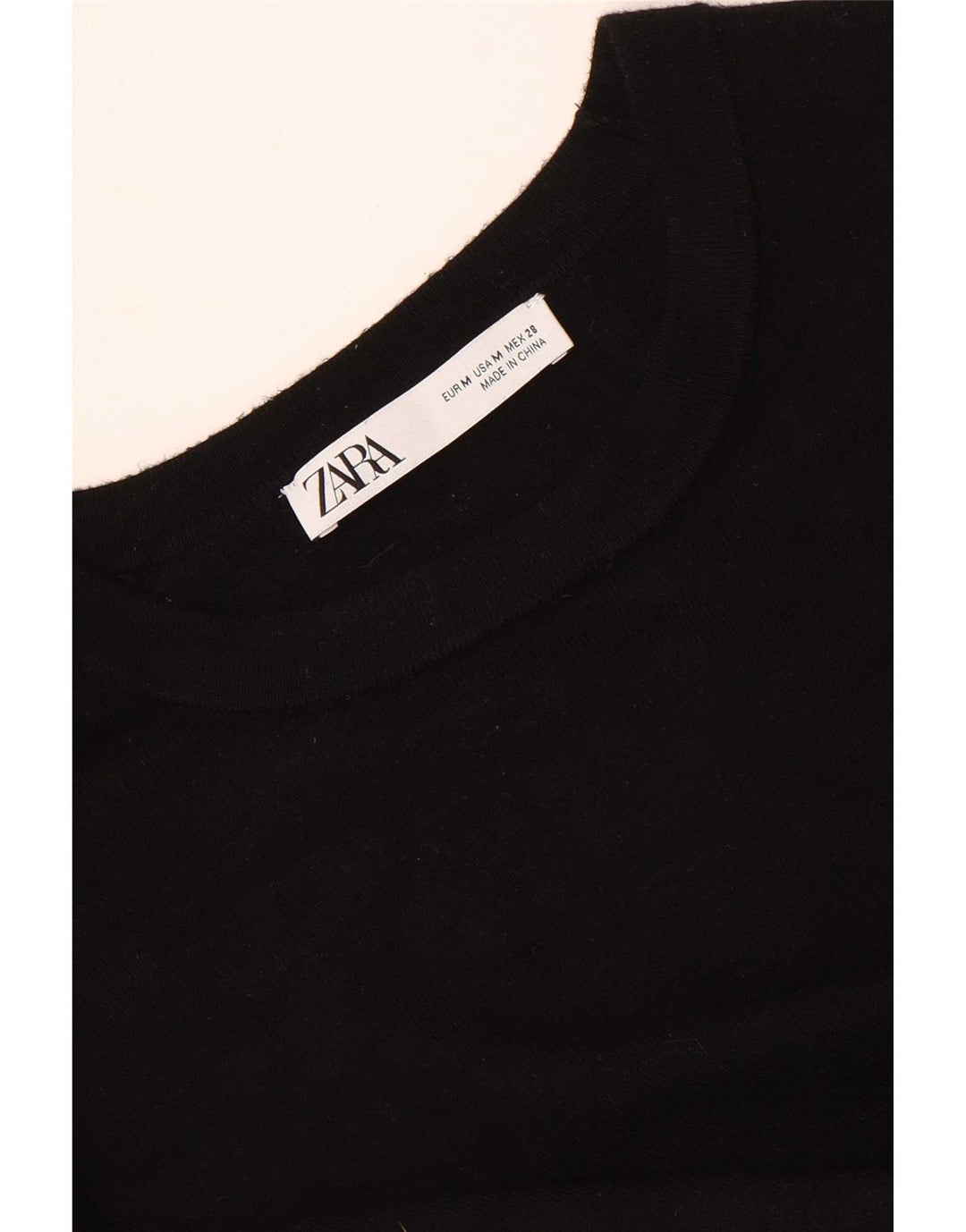 Zara Γυναικείο πουλόβερ με λαιμόκοψη UK 12 Medium Μαύρο