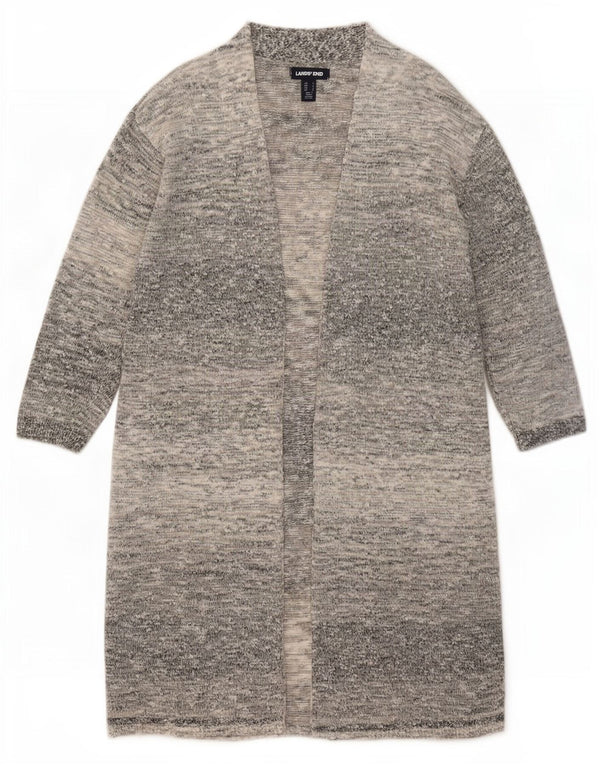 Lands End Γυναικείο Longline ανοιχτό πουλόβερ ζακέτα UK 10 Small Grey Flecked