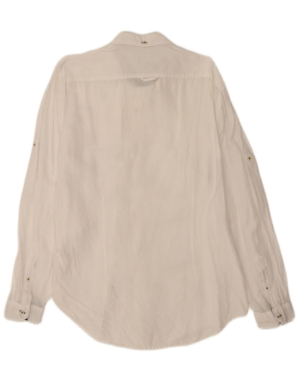 Zara Mens Slim Fit Shirt XL White Linen