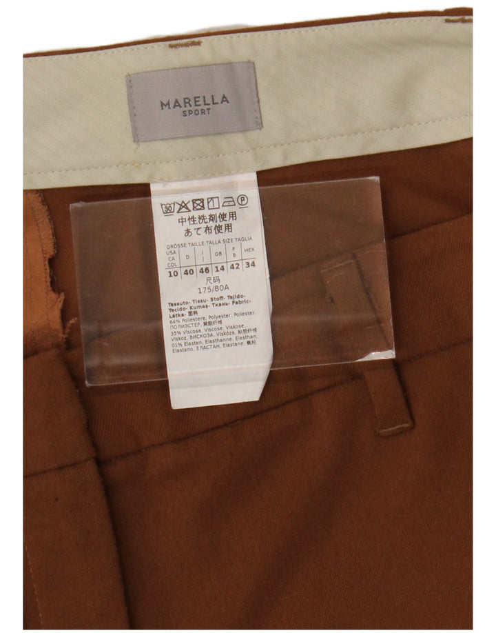 MARELLA Γυναικείο Slim Suit Παντελόνι UK 14 Large W34 L28 καφέ πολυεστέρας