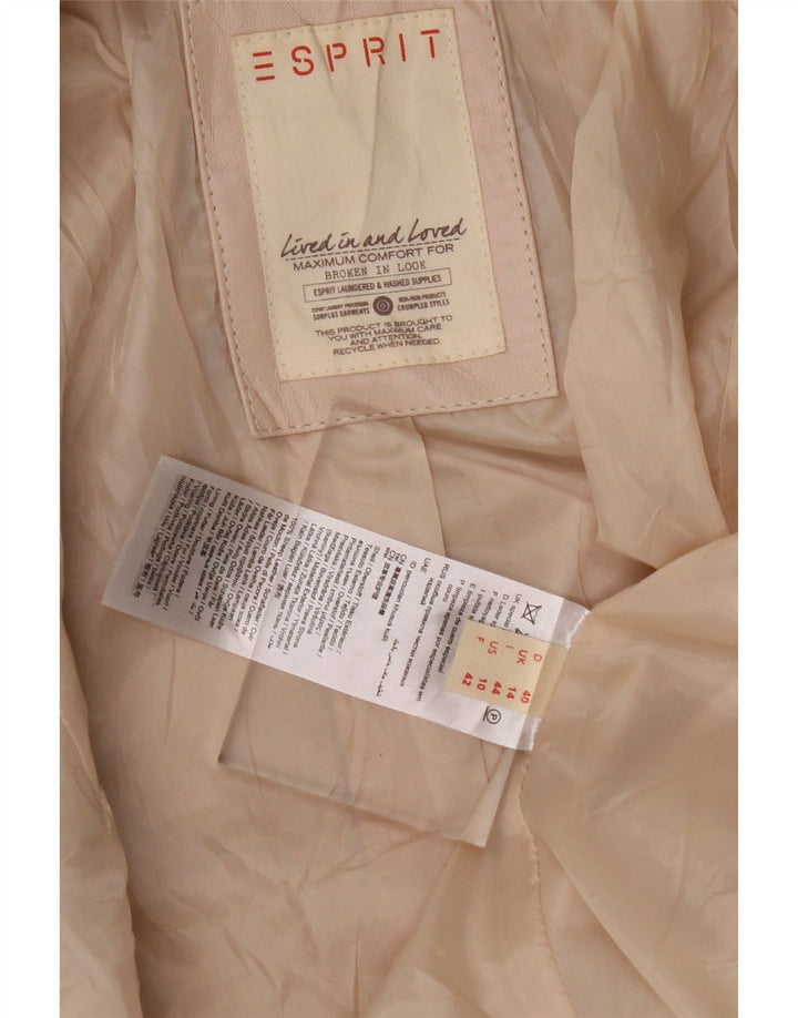 ESPRIT Womens Leather Jacket UK 14 Medium Beige Leather Vintage Esprit and Second-Hand Esprit from Messina Hembry 