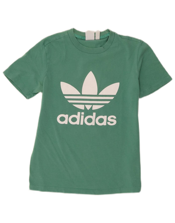 Adidas Womens Graphic T-Shirt Top UK 8 Smal Green Cotton