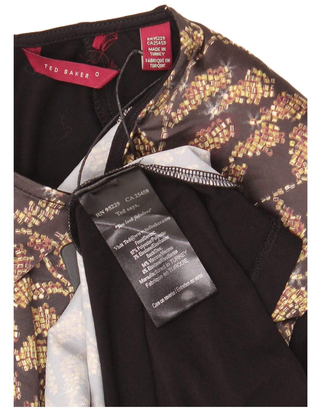 Ted Baker Γυναικείο Φόρεμα Shift Νούμερο 0 2XS Μαύρο Floral Πολυεστέρας