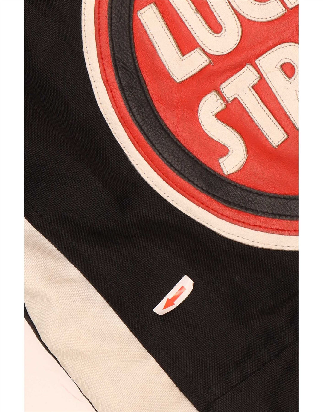 Lucky Strike Mens Graphic Racer Jacket UK 36 Small Black Colourblock