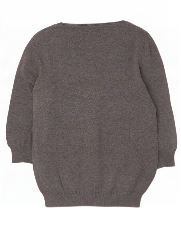 Zara Γυναικείο πουλόβερ ζακέτα με 3/4 μανίκια UK 12 μεσαίο γκρι βαμβακερό