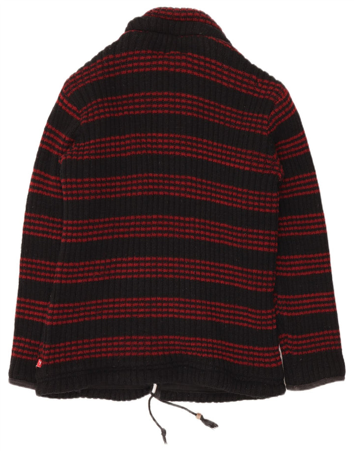 Ανδρικό πουλόβερ ζακέτα HIMALAYA XL Μαύρο ριγέ μαλλί