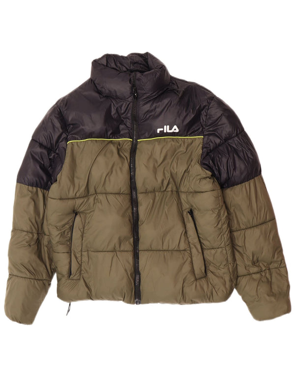 Fila Ανδρικό μπουφάν με κουκούλα UK 36 Small Khaki Colourblock Nylon