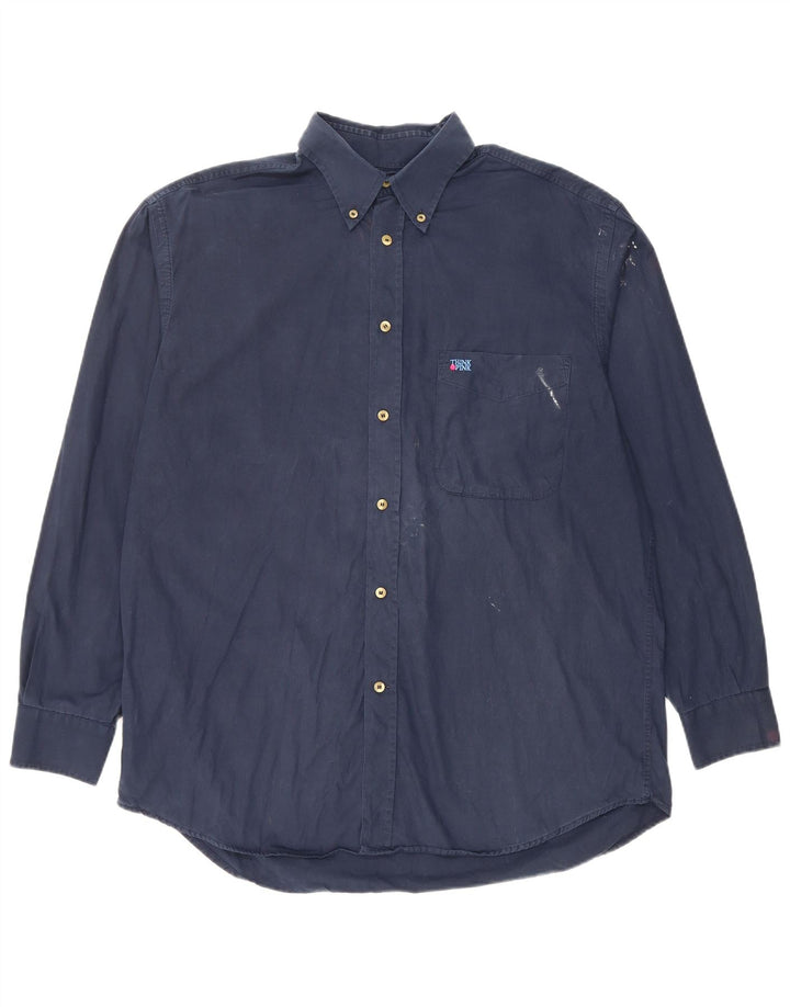 Σκεφτείτε Pink Ανδρικό πουκάμισο XL Navy Blue Cotton