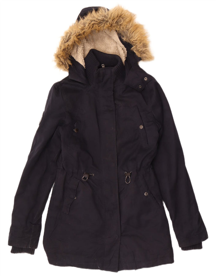Superdry γυναικείο μπουφάν Parka με κουκούλα UK 6 XS Navy Blue Polyester