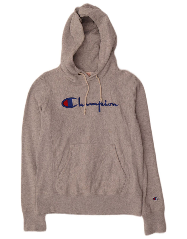 CHAMPION Γυναικεία Reverse Weave Graphic Hoodie Jumper UK 14 Medium Grey