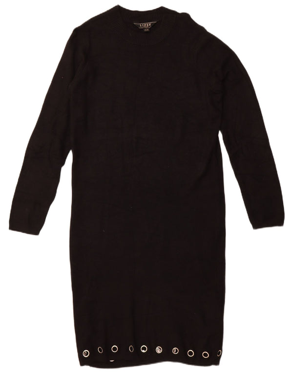 Lipsy γυναικείο μακρυμάνικο φόρεμα UK 14 μεγάλη μαύρη βισκόζη