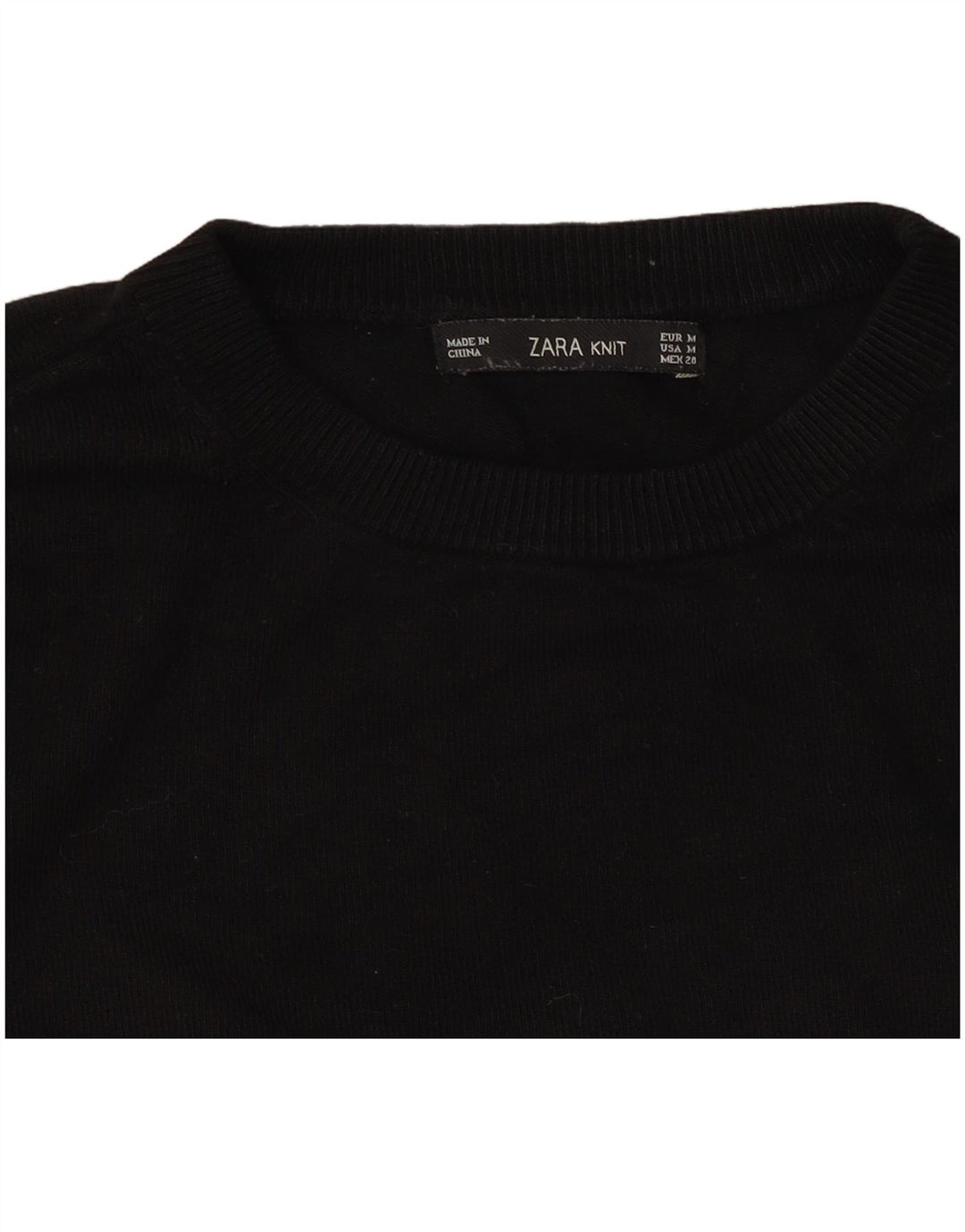 Zara Γυναικείο πουλόβερ με λαιμόκοψη UK 12 Medium Μαύρο