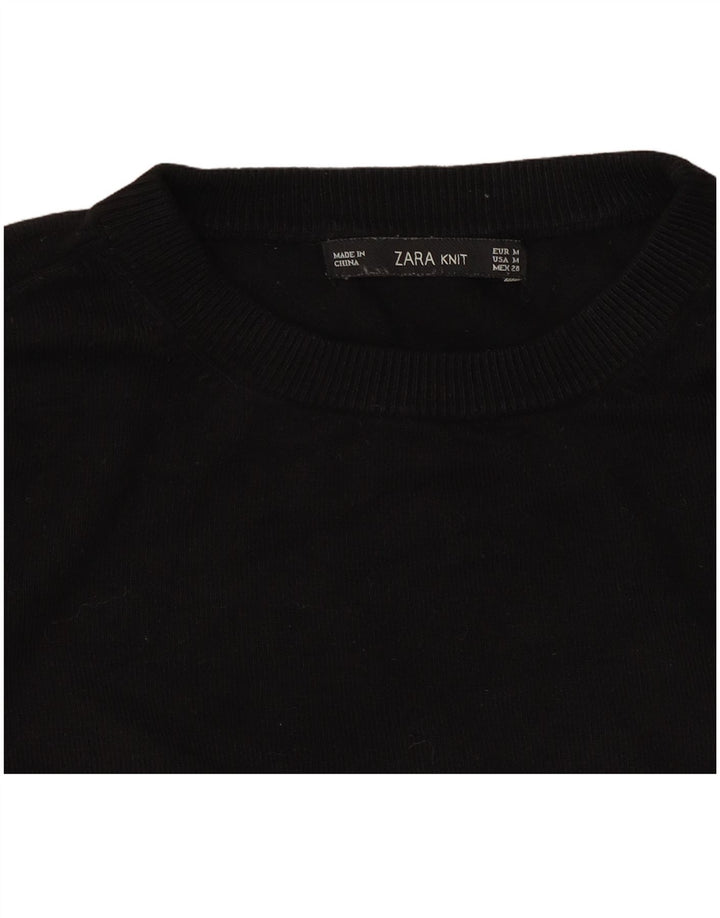 Zara Γυναικείο πουλόβερ με λαιμόκοψη UK 12 Medium Μαύρο