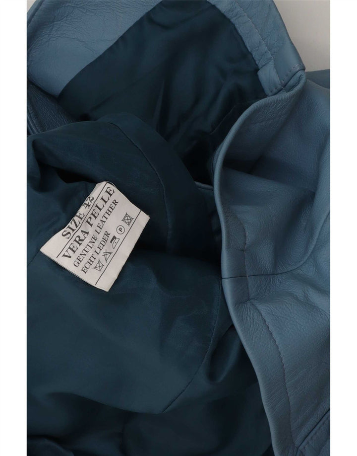 Vintage Γυναικείο Δερμάτινο Πουκάμισο IT 42 Medium Blue